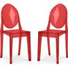Iconik Interior Ghost Style - Set di 2 sedie da pranzo trasparenti Victoria Queen, colore: Rosso trasparente