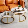 AONYAYBM Tavoli da caffè Set di 2, tavolino da caffè in marmo, tavolo centrale quadrato semplice per soggiorno, ufficio, casa, caffè, hotel con gambe in metallo, 80 x 80 x 45 cm+60 x 60 x 33 cm (colore oro 6)