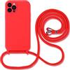 Hadwii Cover con Cordino per iPhone 14 Pro, Custodia con Regolabile Collana, Morbido Silicone Case con Laccio Tracolla [Antiurto] [AntiGraffio] Custodia per iPhone 14 Pro, Rosso