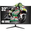 YEYIAN Monitor da Gioco Piatto da 32 4K UHD HDR | 3840x2160 | IPS | Vista a 178° | 1000:1 | 60 Hz | 16:9 | 1 miliardo di Colori | Risposta in 4 ms | NVIDIA G-SYNC AMD FreeSync | Altoparlanti