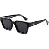 OuShiun Occhiali da sole da uomo, protezione UV400, antiriflesso, unisex, con montatura rettangolare classica, per viaggi, guida, pesca (nero brillante)