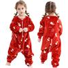 HAHASHOW Natalizio Pigiama Pile Bambino Invernale Sacco Nanna Con Piedini 2.5 Tog Flanella Pigiama Intero Bambina 9-18 Mesi, Pupazzo di Neve