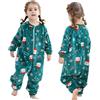 HAHASHOW Natalizio Pigiama Pile Bambino Invernale Sacco Nanna Con Piedini 2.5 Tog Flanella Pigiama Intero Bambina 18-24 Mesi, Babbo Natale