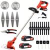 OUTIGO Decespugliatore Elettrico a Batteria, Tagliabordi a Batteria Brushless con 2 Batterie 21V, 4 Tipi lame + 1 forbice, decespugliatore per falciare prati