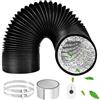 ComPDCVD 125mm 3m Nerocondotti tubo di ventilazione flessibile in alluminio pvc con 2 fascette stringitubo in acciaio per aria condizionata cappa aspirante asciugatrice ventilatore di scarico scelta