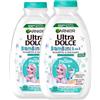 Garnier Ultra Dolce Frozen Shampoo Balsamo 2in1 Ipoallergenico per Bambini Delicatezza d'Avena Crema di Riso Latte d'Avena Districante Delicato Testato Sotto Controllo Pediatrico - 2 Flaconi da 400ml