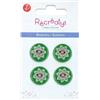 Récréatys 7123 18 37 - Confezione di 4 Bottoni in Nylon, Motivo: Fiore Verde, 18 mm