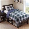 Madison Park Trapunta scozzese, federa coordinata, 3M Scotchguard antimacchia, set di biancheria da letto ipoallergenico per tutte le stagioni, microfibra, blu navy, doppio/matrimoniale XL