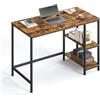 VASAGLE Scrivania per Computer, Scrittoio, 100 x 50 x 76 cm, Moderno, Tavolo da Lavoro, per Ufficio Camera da Letto Soggiorno, Marrone Vintage e Nero Inchiostro LWD046B01