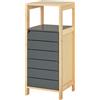 HOMCOM armadietto bagno armadio per bagno organizzatore ripiano regolabile color bambù grigio MDF 32 x 30 x 80cm