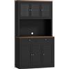 HOMCOM Credenza Cucina Alta con 4 Armadietti, 2 Cassetti e Piano Centrale, 100x40x180 cm, Nero | Aosom Italy