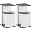 HOMCOM Set 2 Comodini Moderni dal Design Irregolare con Ripiano Aperto in Truciolato, 35x29.5x60 cm, Grigio e Bianco | Aosom Italy