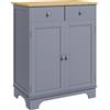 HOMCOM Mobile da salotto con armadi a doppia porta, 2 cassetti e mensole regolabili, 68x40,3x85cm, grigio e legno naturale