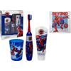 CARTOON Set accessori per la cura dell'igiene orale per bambini Spiderman Marvel 4 pezzi spazzolino elettrico dentifricio bicchiere puzzle