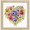 VERVACO Kit Punto Croce Contato VIOLE DEL PENSIERO A FORMA DI CUORE Decorativi Per Pareti ca. 23 x 22 cm Set Fai Da Te Creativo Adulti Casa Decor Arte Da Parete Kit Per Hobby Cross Stitch