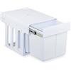 Relaxdays Pattumiera Estraibile Sottolavello, Cestino Raccolta Differenziata 2 Scomparti 15 L, 35,1x34,3x48 cm, Bianco, Acciaio, Plastica