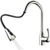 Rainsworth Rubinetto da cucina allungabile - 3 modalità rubinetto da cucina, rubinetto girevole a 360°, rubinetto con tubo dell'acqua fredda e calda, miscelatore cucina, nichel