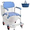 LPRYAO Sedia a Rotelle Bagno Anziani | Sedia Doccia con Braccioli e Schienale | Sedia da Doccia con rotelle pieghevole e Braccioli per Anziani | Carico 150 kg