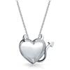 Bling Jewelry Collana con pendente a forma di cuore con corna di diavolo per donne per fidanzata in argento sterling lucidato .925, 16 pollici.