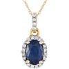 LB Exclusive - Collana in oro 14 carati con zaffiri e diamanti - Donna - oro giallo 18kt/Zaffiro blu/diamanti - Taglia unica