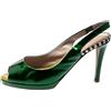 Sergio Rossi Vintage - Pumps con cinturino posteriore 95mm Pre-owned - Donna - gomma/pelle di vitello/pelle verniciata/pelle di vitello - 37 - Verde