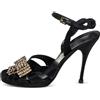 Valentino Garavani Pre-Owned - Sandali con fiocco e cristalli in raso 80mm - Donna - raso/gomma/pelle/pelle - 37 - Nero