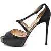 Christian Louboutin Pre-Owned - Sandali Cross Me Crisscross 150mm - Donna - pelle/pelle/pelle - 35 - Nero
