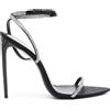Saint Laurent Pre-Owned - Sandali Georgia 110mm - Donna - pelle di vitello/Strass/raso/pelle di vitello/pelle di vitello/gomma - 40 - Nero