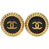 CHANEL Pre-Owned - Orecchini CC a bottone in resina placcati oro con chiusura a clip 1995 - Donna - placcatura in oro/resina - Taglia unica - Nero