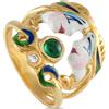 LB Exclusive - Anello in oro giallo 18 carati con smeraldo e diamanti - Donna - oro giallo 18kt/smalto/diamanti - Taglia unica