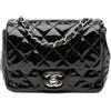 CHANEL Pre-Owned - Borsa a tracolla Square Classic Single Flap mini con finitura lucida 2014-2015 - Donna - pelle lucida - Taglia unica - Nero