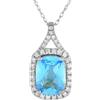 LB Exclusive - Collana in oro bianco 14 carati con topazio e diamanti - Donna - diamanti/topazio blu/oro bianco 14kt - Taglia unica - Argento