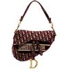 Christian Dior Pre-Owned - Borsa a spalla Saddle in velluto con ricamo e motivo Oblique 2020 - Donna - velluto/tela - Taglia unica - Rosso