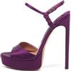 Ferragamo Pre-Owned - Sandali in raso 100mm - Donna - raso/raso/pelle/gomma/pelle - 38.5 - Viola