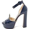 Prada Pre-Owned - Sandali in pelle verniciata con plateau 140mm - Donna - gomma/pelle/pelle/pelle lucida - 38.5 - Blu