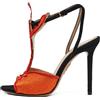 Charlotte Olympia - Sandali con ricamo 100mm - Donna - pelle di vitello/tessuto/pelle scamosciata di vitello/pelle di vitello - 35 - Arancione