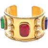 CHANEL Pre-Owned - Bracciale rigido con pietre anni '80 - Donna - placcatura in oro - Taglia unica - Giallo