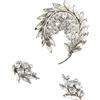 Jennifer Gibson Jewellery - Orecchini e spilla Sherman Floral Navette anni '50 - Donna - vetro/Rhodium Plated Metal - Taglia unica - Argento