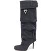 The Attico - Stivali al ginocchio con tasche cargo - Donna - tessuto/pelle/tessuto - 36.5 - Grigio