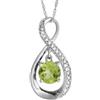 LB Exclusive - Collana con pendente in oro bianco 14 carati con diamanti - Donna - diamanti/peridoto/oro bianco 14kt - Taglia unica - Argento