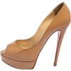 Christian Louboutin Pre-Owned - Pumps Lady Peep con tacco 140mm - Donna - pelle lucida/pelle - 38 - Toni neutri