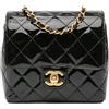 CHANEL Pre-Owned - Borsa a tracolla Square Classic mini con battente e finitura lucida 2021-2024 - Donna - pelle lucida - Taglia unica - Nero