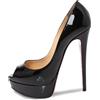 Christian Louboutin Pre-Owned - Pumps Lady Peep 140mm - Donna - pelle di vitello/pelle verniciata/pelle di vitello - 35 - Nero
