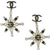 CHANEL Pre-Owned - Orecchini a clip Snowflake 2019 - Donna - placcatura in oro/pietre sintetiche/perle - Taglia unica