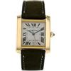 Cartier - Tank Française 32mm Pre-owned anni 2000 - unisex - vetro zaffiro/pelle/oro giallo 18kt - Taglia unica - Bianco