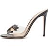 Gianvito Rossi - Sandali con fiocco 110mm - Donna - pelle/pelle/PVC/pelle/PVC - 40 - Nero