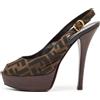 Fendi Pre-Owned - Pumps FF 140mm - Donna - pelle/tela/pelle - 39 - Marrone