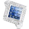 LB Exclusive - Anello in oro bianco 14 carati con diamanti e zaffiro - Donna - zaffiri/diamanti/oro bianco 14kt - Taglia unica - Argento