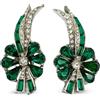Jennifer Gibson Jewellery - Orecchini a clip Emerald Paste Floral Pre-owned anni '50 - Donna - Rhodium Plated Metal/vetro/cristalli - Taglia unica -