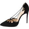 Christian Louboutin Pre-Owned - Pumps Riri 105mm - Donna - pelle scamosciata di vitello/pelle di vitello/pelle di vitello - 39.5 - Nero